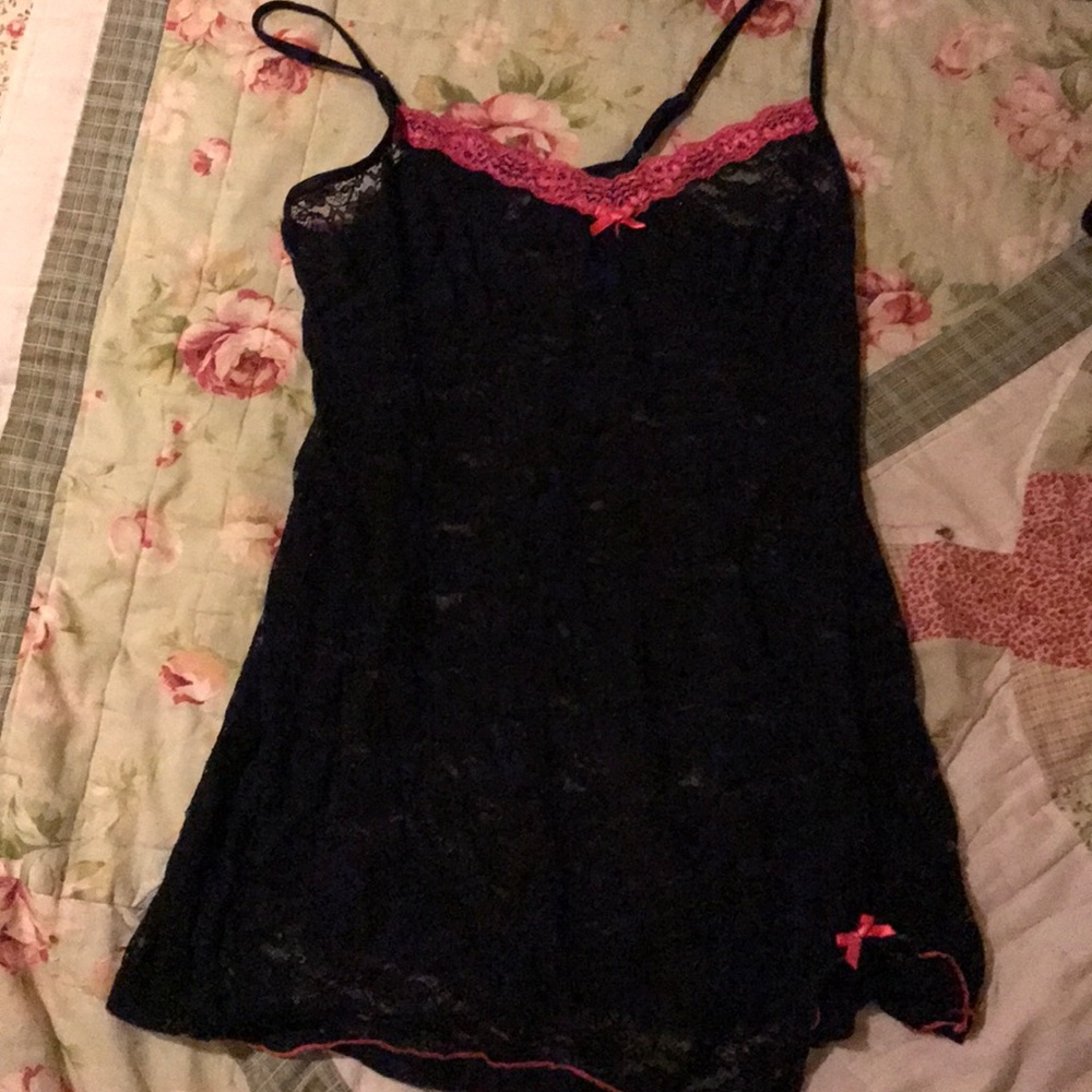 George black teddy lingerie with cute pink bows (;